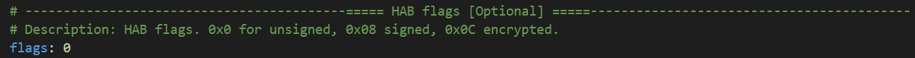 Flags to unsigned image
