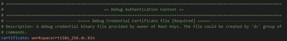 Changed the debug credential path